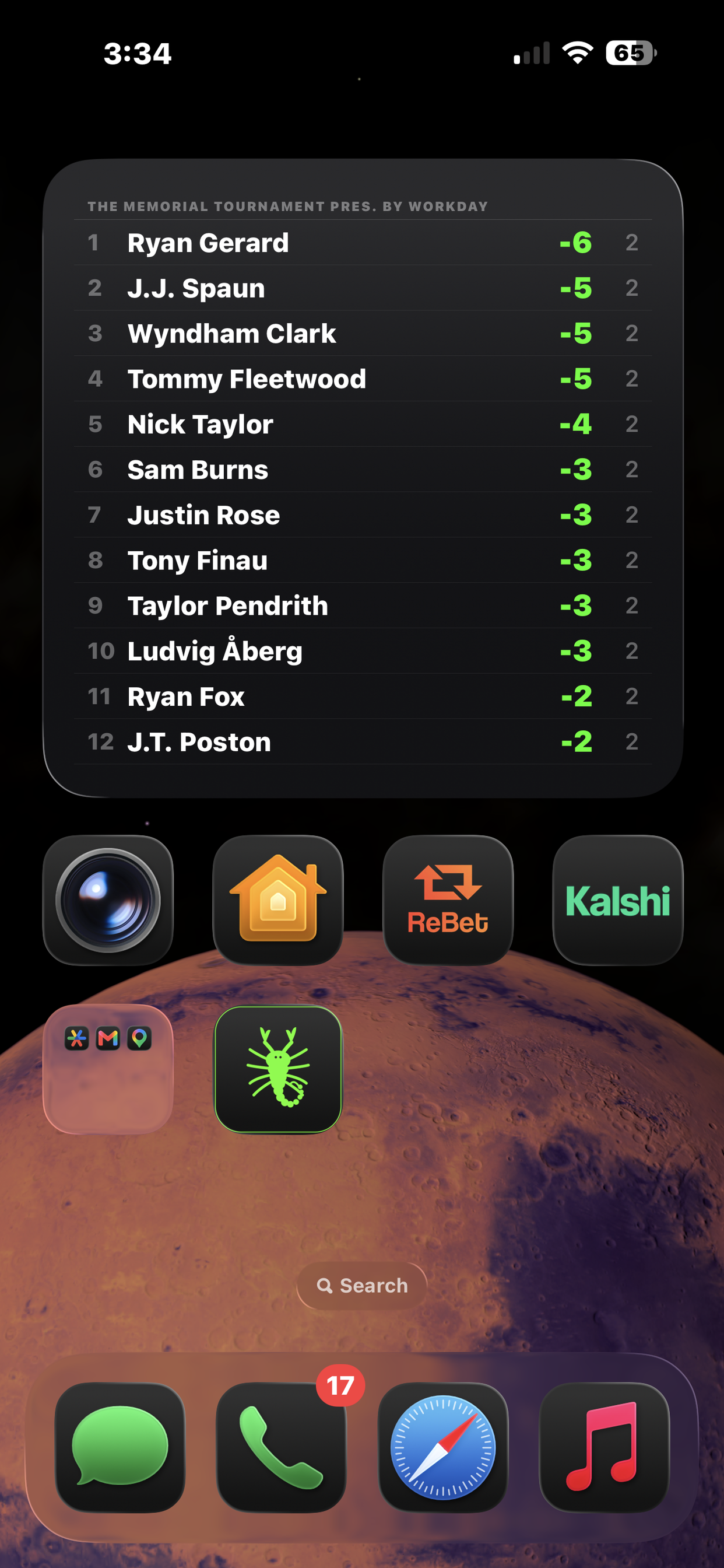 ScorePN iOS Golf Leaderboard Widget