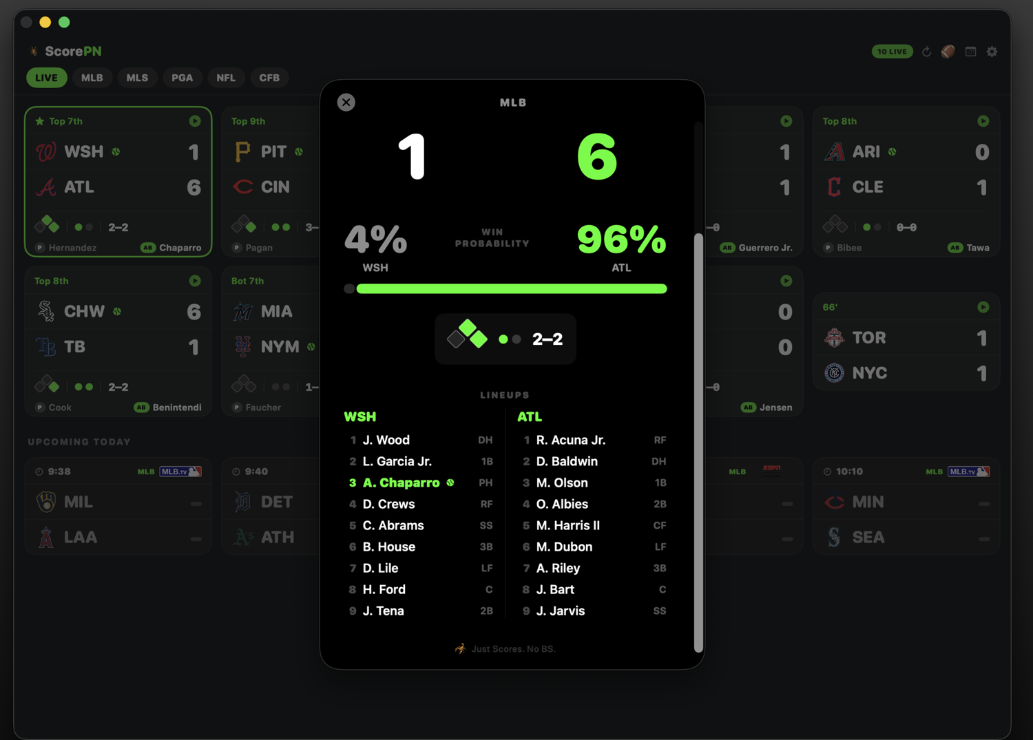 ScorePN macOS — focus box score
